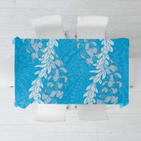 Puakenikeni and Maile Lei Tablecloth Blue Double Strand Lei