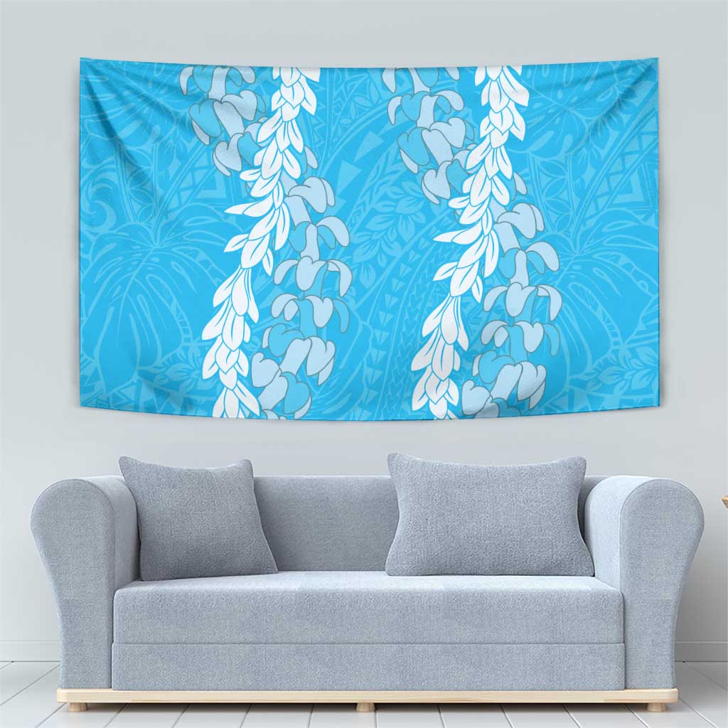 Puakenikeni and Maile Lei Tapestry Blue Double Strand Lei