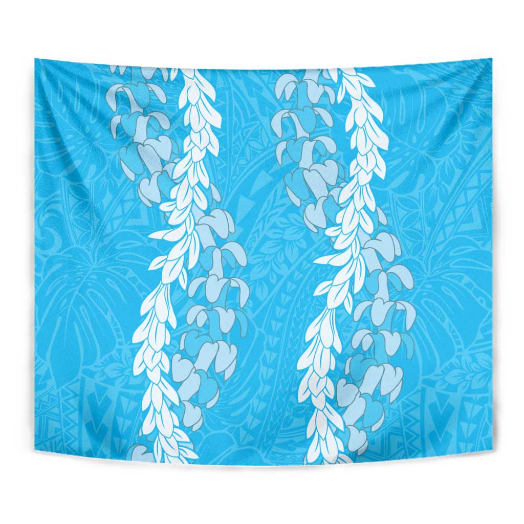 Puakenikeni and Maile Lei Tapestry Blue Double Strand Lei