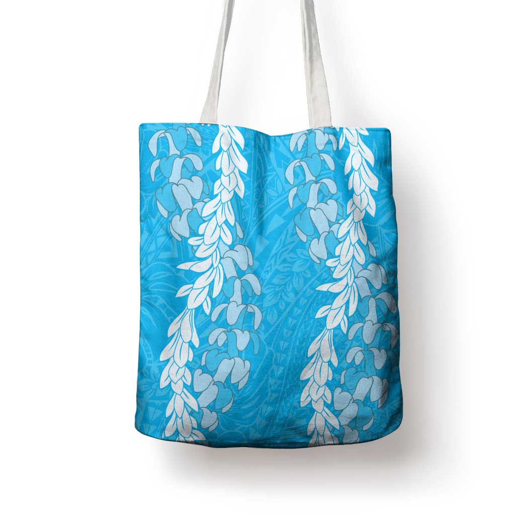 Puakenikeni and Maile Lei Tote Bag Blue Double Strand Lei - Polynesian Pride