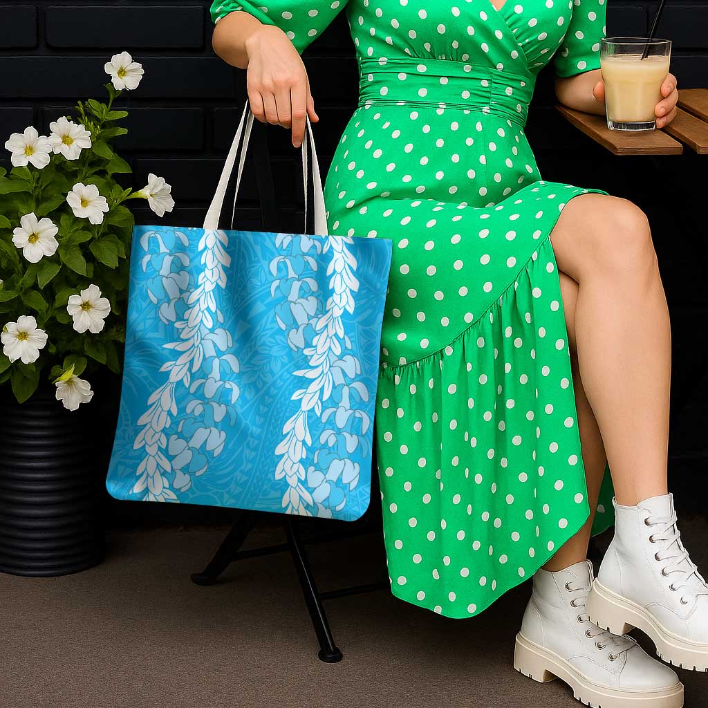 Puakenikeni and Maile Lei Tote Bag Blue Double Strand Lei - Polynesian Pride