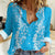 Puakenikeni and Maile Lei Women Casual Shirt Blue Double Strand Lei