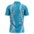 Puakenikeni and Maile Lei Zipper Polo Shirt Blue Double Strand Lei - Polynesian Pride