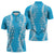 Puakenikeni and Maile Lei Zipper Polo Shirt Blue Double Strand Lei - Polynesian Pride