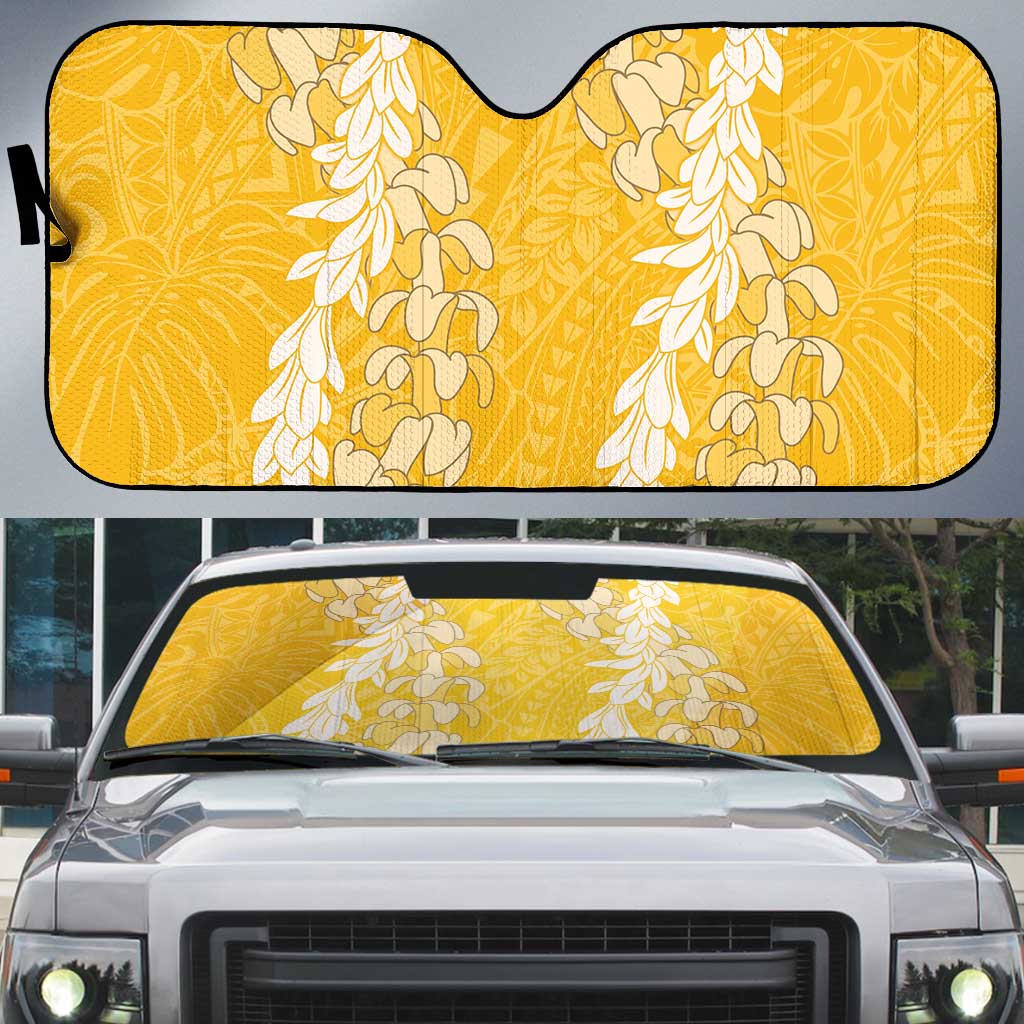 Puakenikeni and Maile Lei Auto Sun Shade Gold Double Strand Lei - Polynesian Pride