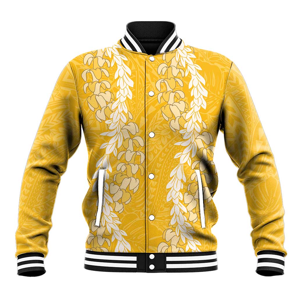 Puakenikeni and Maile Lei Baseball Jacket Gold Double Strand Lei