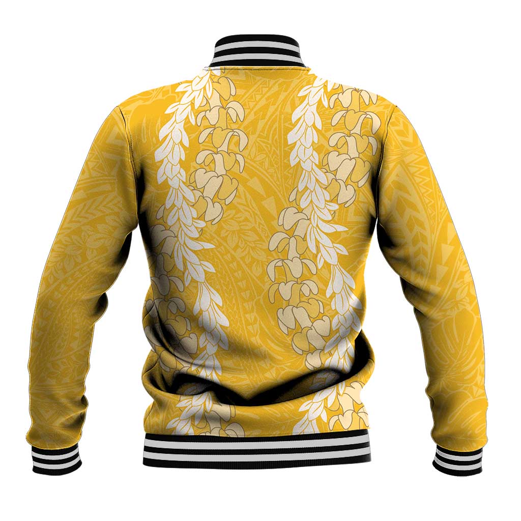 Puakenikeni and Maile Lei Baseball Jacket Gold Double Strand Lei