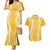 Puakenikeni and Maile Lei Couples Matching Mermaid Dress and Hawaiian Shirt Gold Double Strand Lei