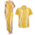 Puakenikeni and Maile Lei Couples Matching Tank Maxi Dress and Hawaiian Shirt Gold Double Strand Lei