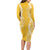 Puakenikeni and Maile Lei Family Matching Long Sleeve Bodycon Dress and Hawaiian Shirt Gold Double Strand Lei