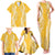 Puakenikeni and Maile Lei Family Matching Tank Maxi Dress and Hawaiian Shirt Gold Double Strand Lei
