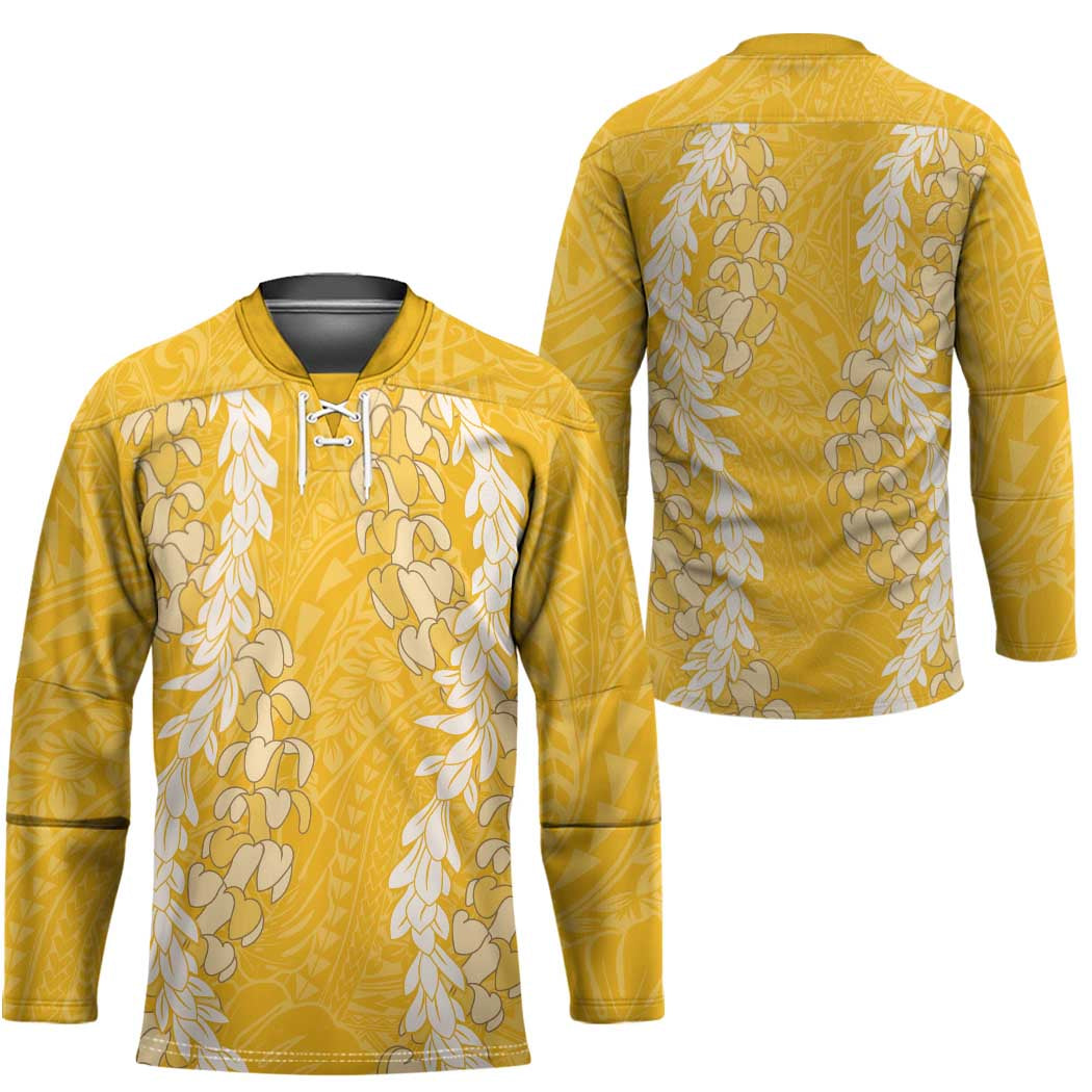 Puakenikeni and Maile Lei Hockey Jersey Gold Double Strand Lei - Polynesian Pride