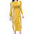 Puakenikeni and Maile Lei Long Sleeve Bodycon Dress Gold Double Strand Lei
