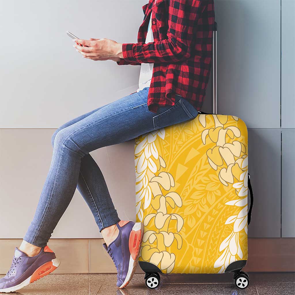Puakenikeni and Maile Lei Luggage Cover Gold Double Strand Lei