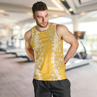 Puakenikeni and Maile Lei Men Tank Top Gold Double Strand Lei