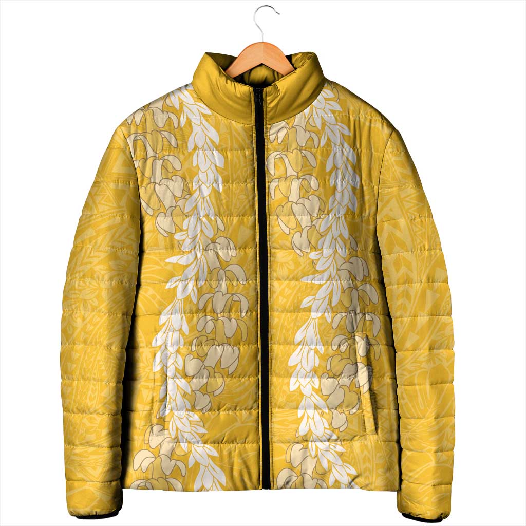 Puakenikeni and Maile Lei Padded Jacket Gold Double Strand Lei - Polynesian Pride