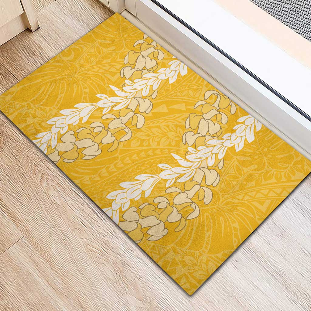 Puakenikeni and Maile Lei Rubber Doormat Gold Double Strand Lei