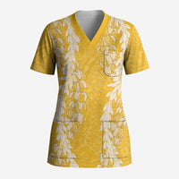 Puakenikeni and Maile Lei Scrub Top Gold Double Strand Lei - Polynesian Pride