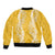 Puakenikeni and Maile Lei Sleeve Zip Bomber Jacket Gold Double Strand Lei