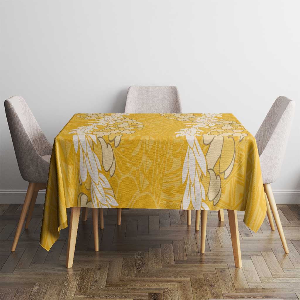 Puakenikeni and Maile Lei Tablecloth Gold Double Strand Lei