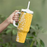 Puakenikeni and Maile Lei Tumbler With Handle Gold Double Strand Lei