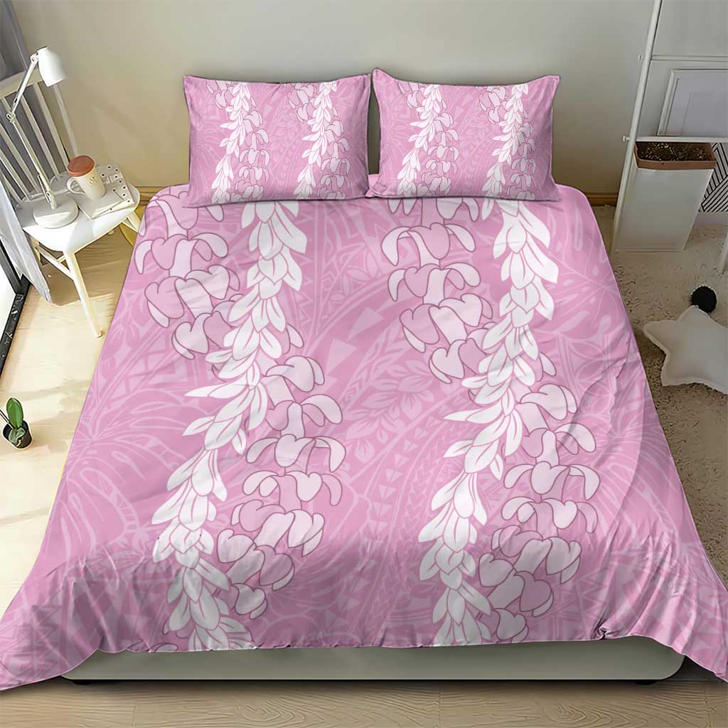 Puakenikeni and Maile Lei Bedding Set Pink Double Strand Lei