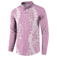 Puakenikeni and Maile Lei Button Sweatshirt Pink Double Strand Lei