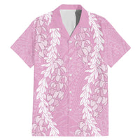 Puakenikeni and Maile Lei Family Matching Mermaid Dress and Hawaiian Shirt Pink Double Strand Lei