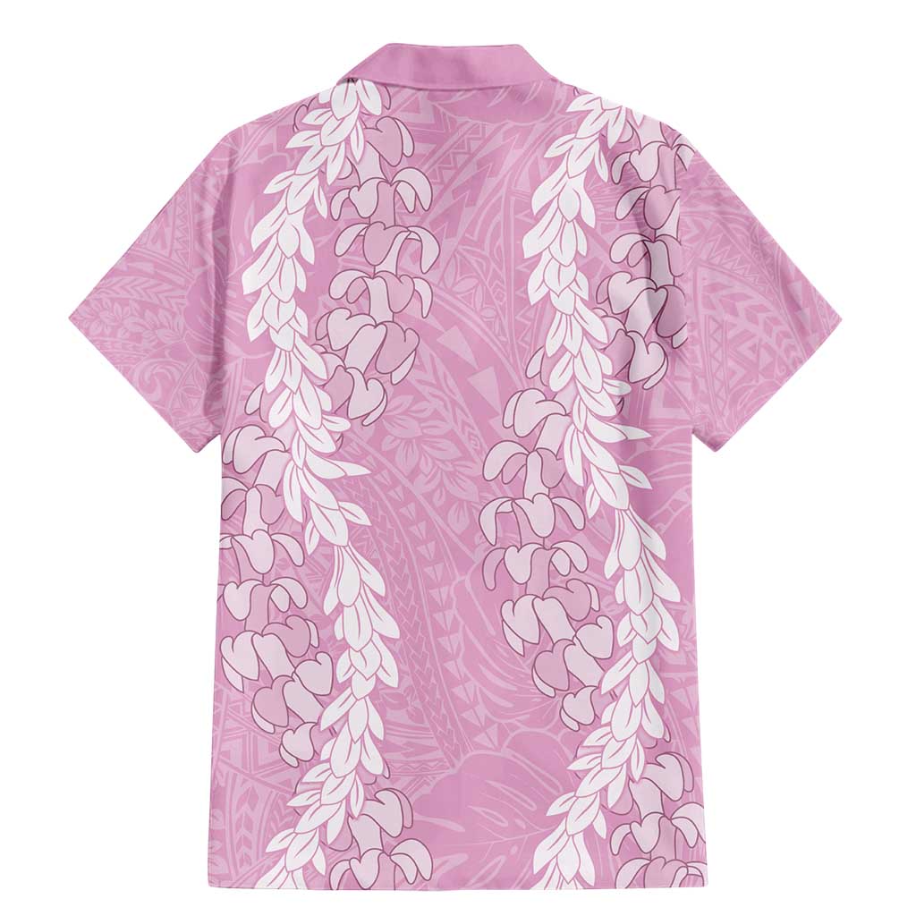 Puakenikeni and Maile Lei Family Matching Mermaid Dress and Hawaiian Shirt Pink Double Strand Lei