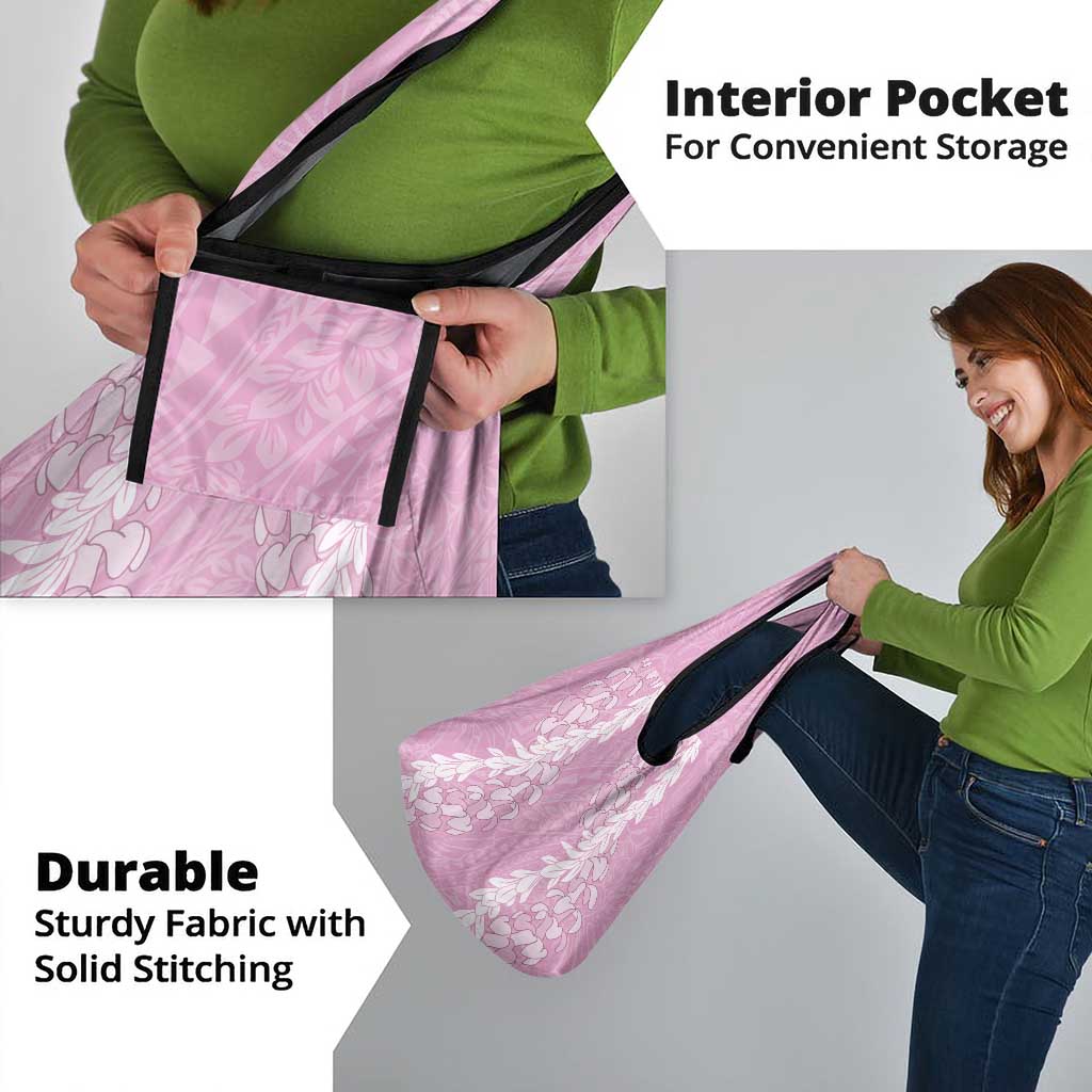 Puakenikeni and Maile Lei Grocery Bag Pink Double Strand Lei
