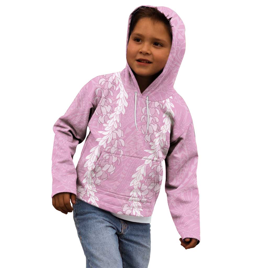 Puakenikeni and Maile Lei Kid Hoodie Pink Double Strand Lei