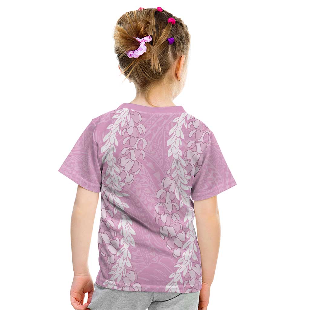 Puakenikeni and Maile Lei Kid T Shirt Pink Double Strand Lei