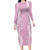 Puakenikeni and Maile Lei Long Sleeve Bodycon Dress Pink Double Strand Lei