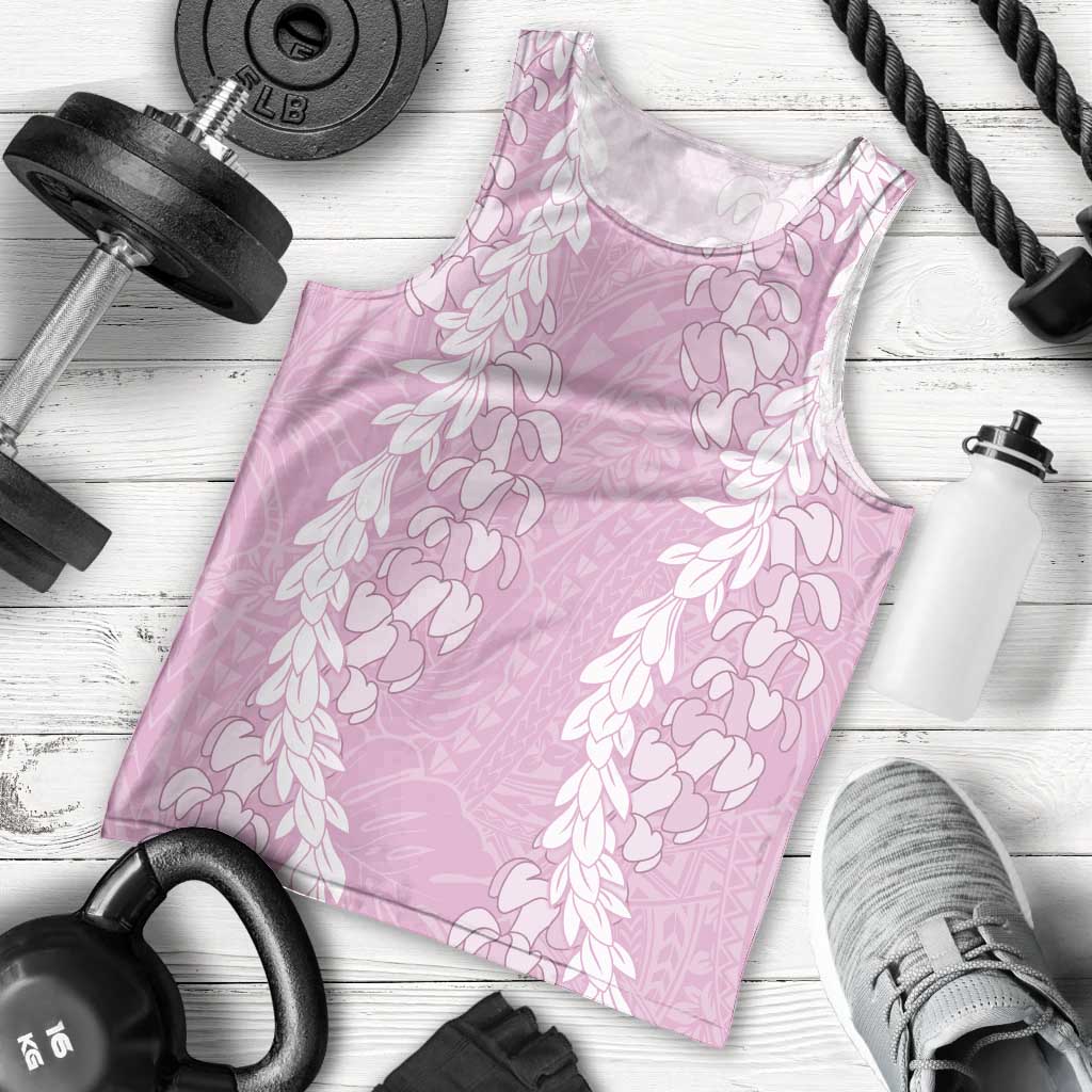 Puakenikeni and Maile Lei Men Tank Top Pink Double Strand Lei