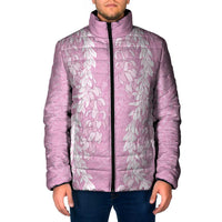 Puakenikeni and Maile Lei Padded Jacket Pink Double Strand Lei - Polynesian Pride