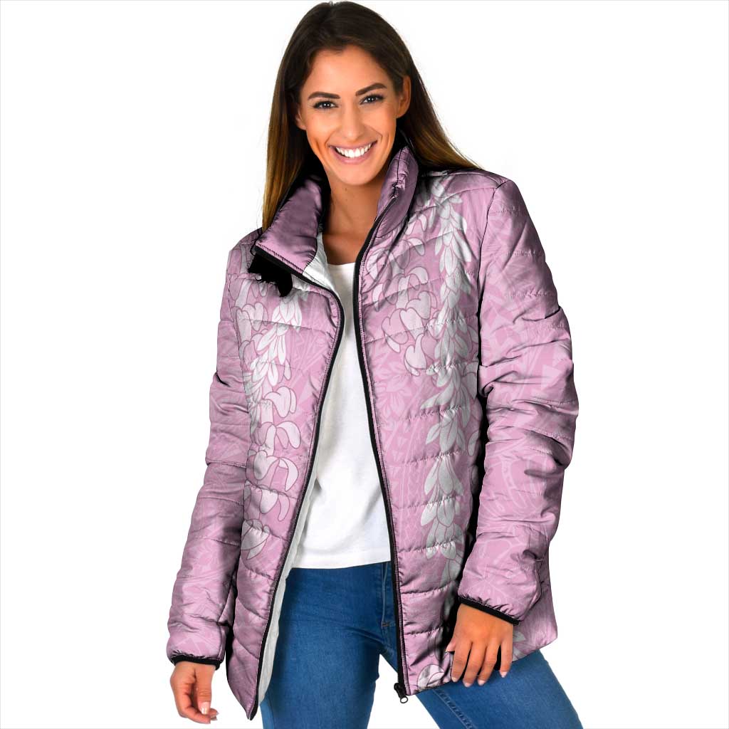 Puakenikeni and Maile Lei Padded Jacket Pink Double Strand Lei - Polynesian Pride