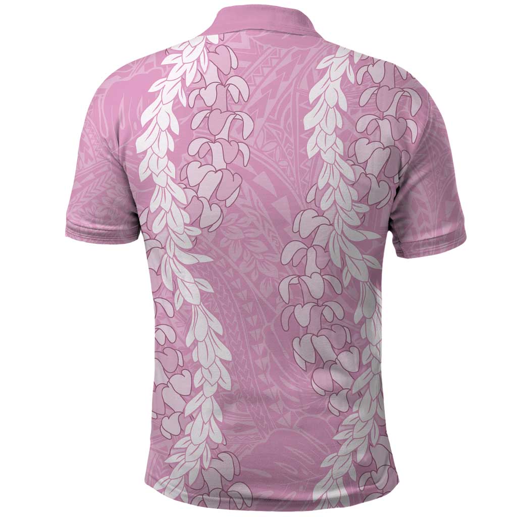 Puakenikeni and Maile Lei Polo Shirt Pink Double Strand Lei LT9 - Polynesian Pride