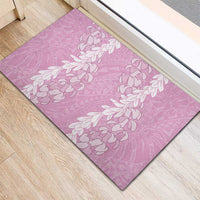 Puakenikeni and Maile Lei Rubber Doormat Pink Double Strand Lei