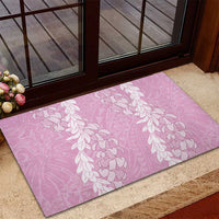 Puakenikeni and Maile Lei Rubber Doormat Pink Double Strand Lei