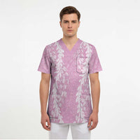 Puakenikeni and Maile Lei Scrub Top Pink Double Strand Lei - Polynesian Pride