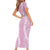 Puakenikeni and Maile Lei Short Sleeve Bodycon Dress Pink Double Strand Lei