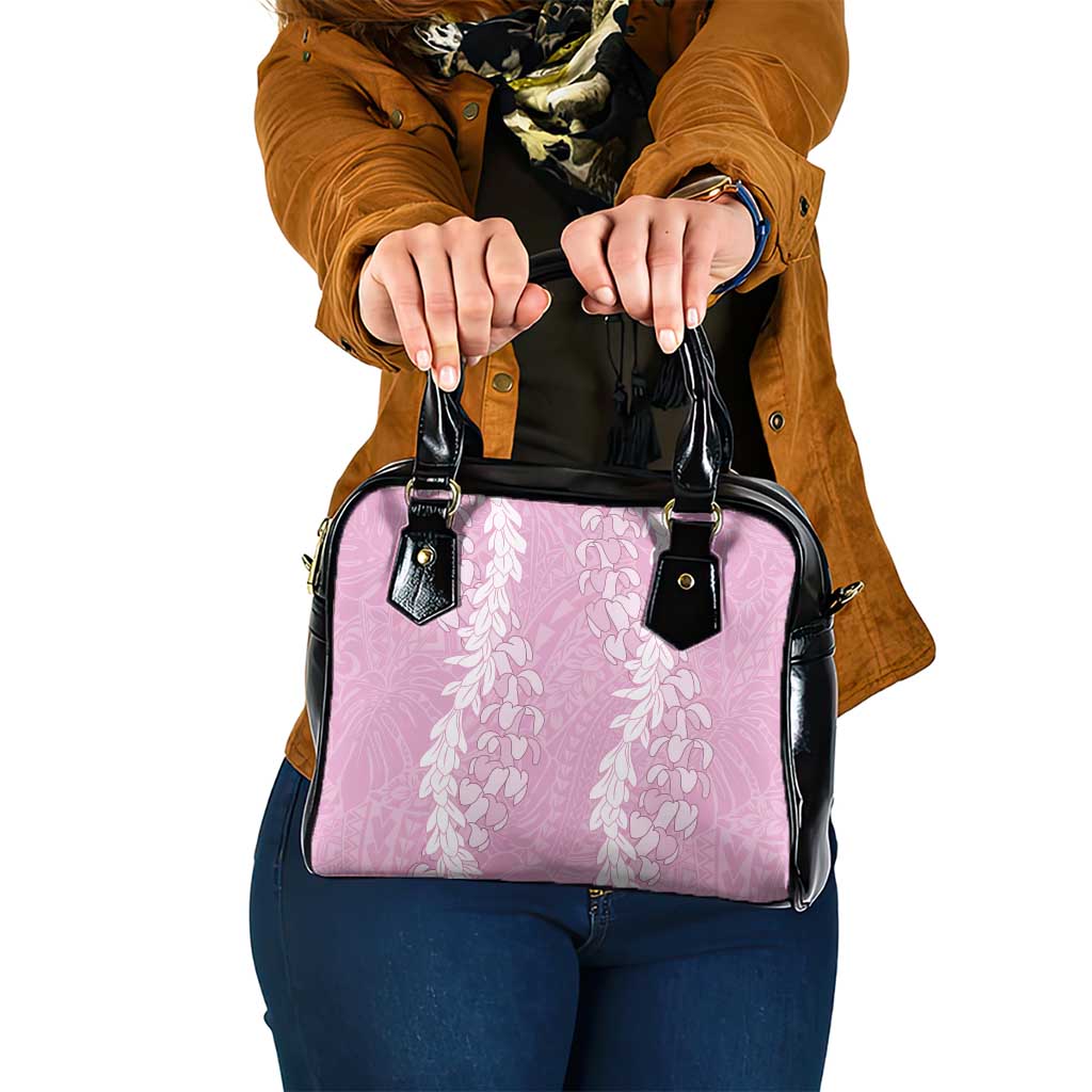 Puakenikeni and Maile Lei Shoulder Handbag Pink Double Strand Lei