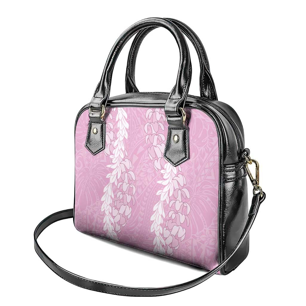 Puakenikeni and Maile Lei Shoulder Handbag Pink Double Strand Lei