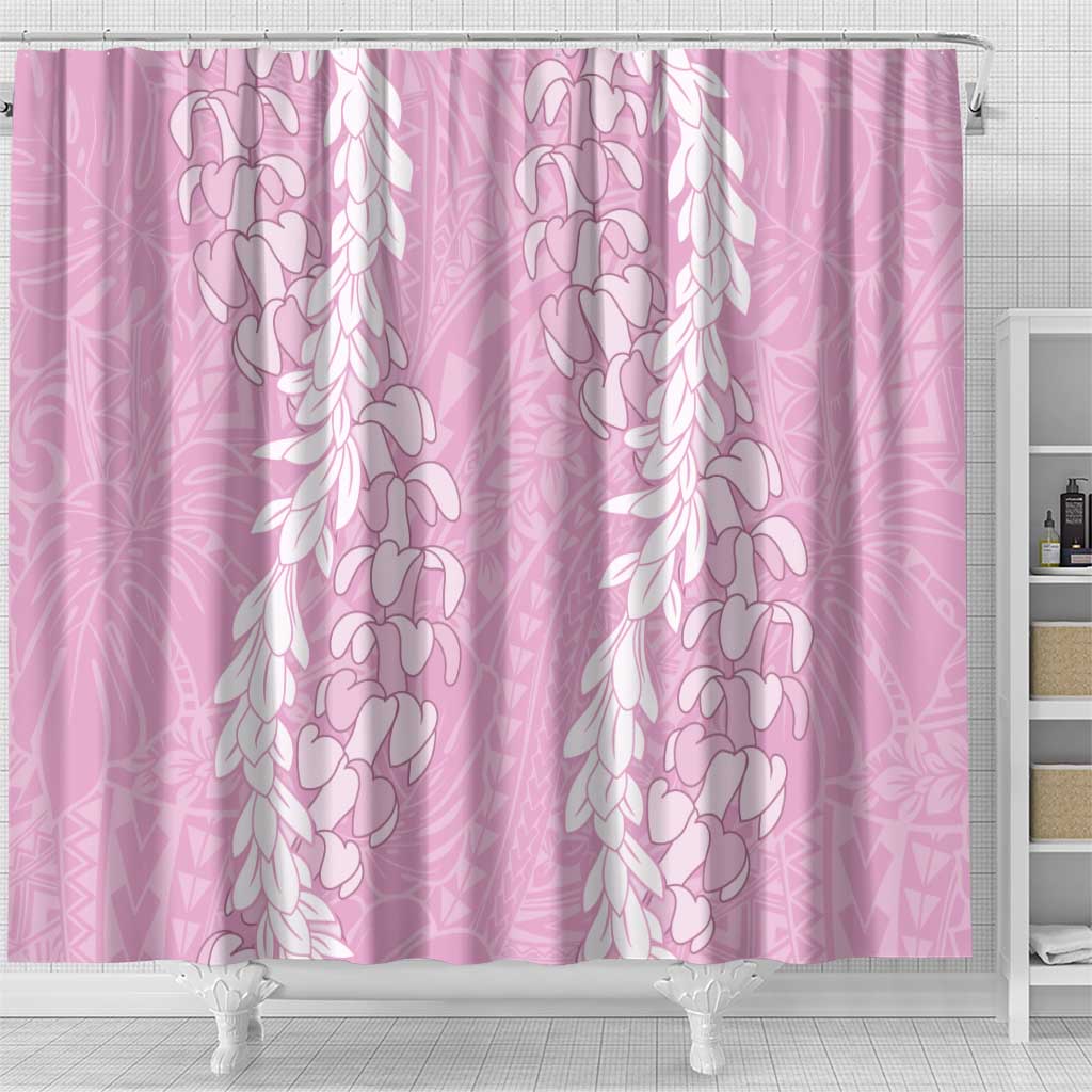 Puakenikeni and Maile Lei Shower Curtain Pink Double Strand Lei