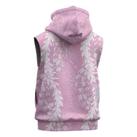 Puakenikeni and Maile Lei Sleeveless Zip Hoodie Pink Double Strand Lei - Polynesian Pride