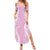 Puakenikeni and Maile Lei Summer Maxi Dress Pink Double Strand Lei