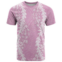 Puakenikeni and Maile Lei T Shirt Pink Double Strand Lei