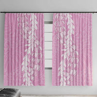 Puakenikeni and Maile Lei Window Curtain Pink Double Strand Lei