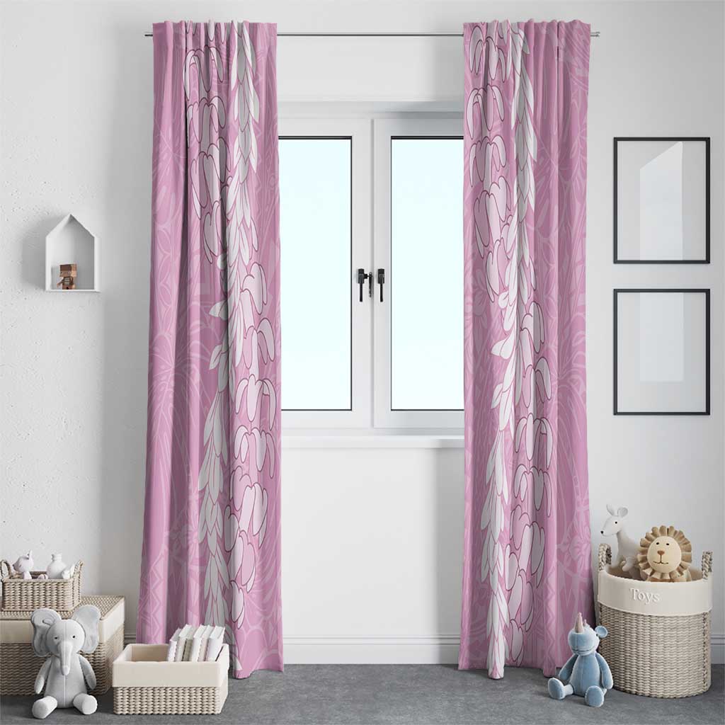 Puakenikeni and Maile Lei Window Curtain Pink Double Strand Lei