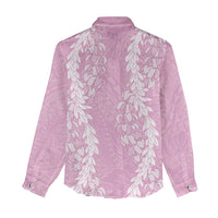 Puakenikeni and Maile Lei Women Casual Shirt Pink Double Strand Lei